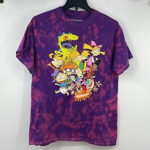 Nickelodeon 90’s Cartoon Rugrats Rocko Ren & Stimpy tie dye shirt Size Medium